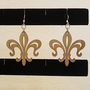 Fleur-de-lis Wood Earrings